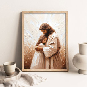 Jesús abrazando a una niña, Arte Cristiano, Jesús