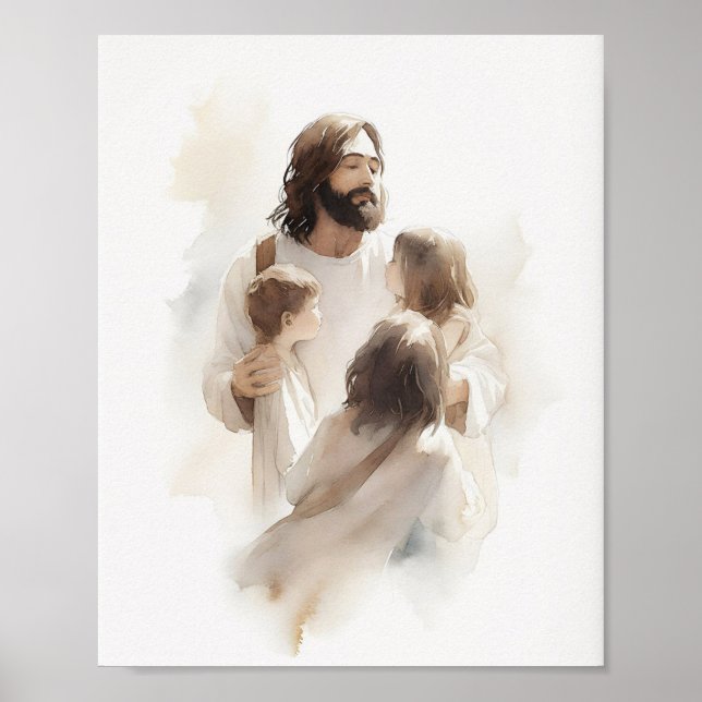 Jesús acuarela - Decoración del hogar cristiano (Frente)