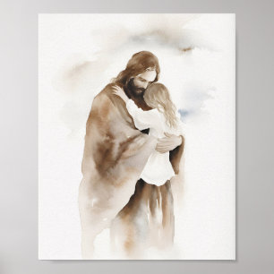 Jesús acuarela sin rostro - Arte de pared cristian