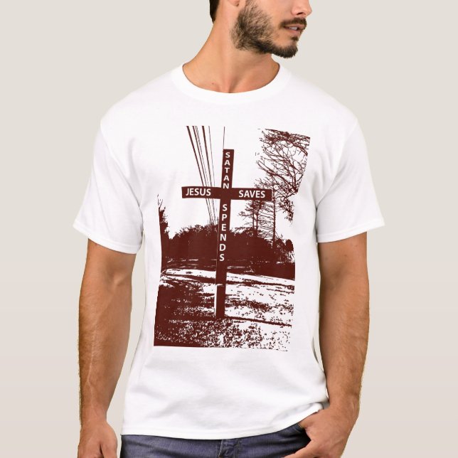 Jesús ahorra a Satan pasa la camiseta de Matt (Anverso)