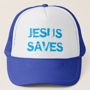 JESUS AHORRA EL SOMBRERO DE TRUCKER - BLANCO Y ROY