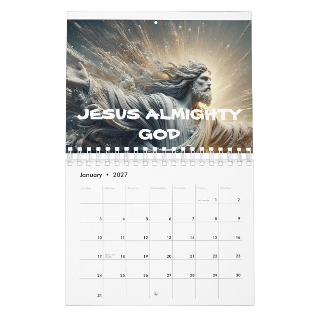 JESUS ALMIGHTY DIOS impreso calendario del año nue (Jan 2027)