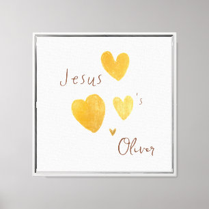 Jesús ama el arte en lienzo enmarcado con nombre p