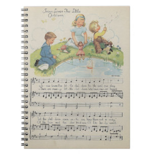 Jesús ama el cuaderno de los pequeños niños
