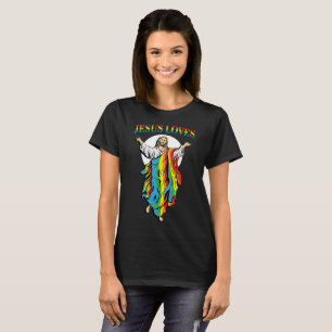 Jesús ama la camiseta del arco iris LGBT del