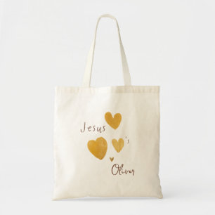 Jesús ama las bolsas y totes de nombre personaliza