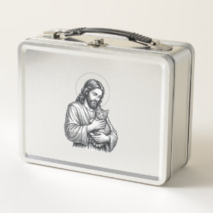 Jesús Antiguo Sosteniendo Grabado de Gato Gráfico_