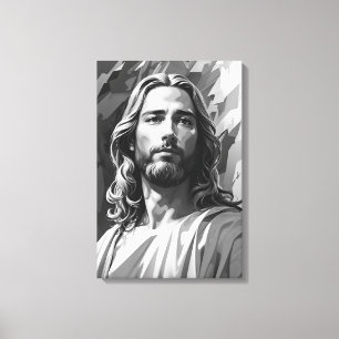 Jesús Arte de tela en blanco y negro