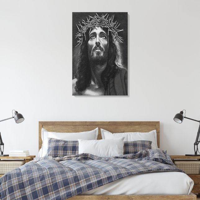 Jesus B&W Lienzo envuelto (Insitu(Dormitorio))