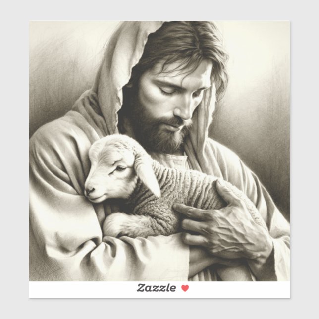 JESÚS Buen Pastor gran calcomanía (Hoja)