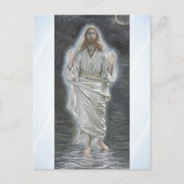 Jesús camina sobre la postal del mar