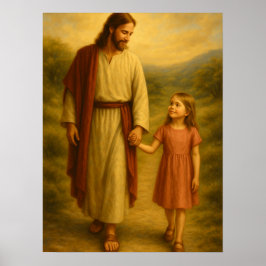 Jesús Caminando Con Niña™ Arte de Pared LDS Poster