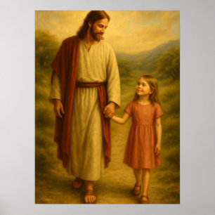 Jesús Caminando Con Niña™ Arte de Pared LDS Poster