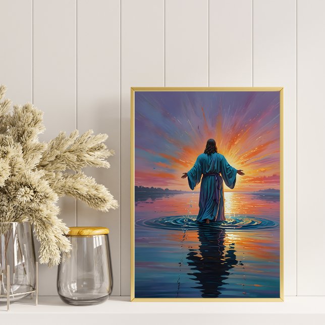 Jesús Caminando Por El Agua Arte Religioso (Christian Digital Wall Art Jesus Walking On Water Religious Wall Art Printable Poster)