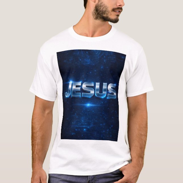 JESÚS - Camiseta con brillo metálico cósmico (Anverso)