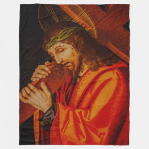 Jesus carrying the cross woven polar blanquet