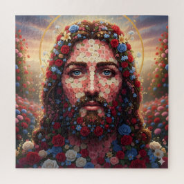 Jesus Christ Floral Rose Mosaic Spiritual Puzzle 
