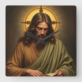 Jesús Contemplador con un reloj de pared de Halo