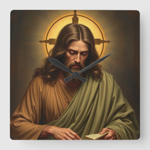 Jesús Contemplador con un reloj de pared de Halo
