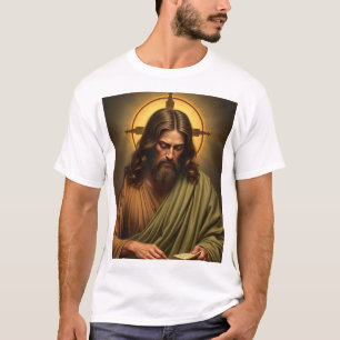 Jesús Contemplador con una camiseta de tee de Halo