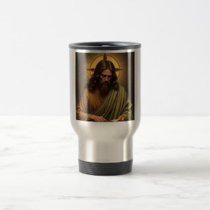 Jesús Contemplador con una taza de viaje de Halo