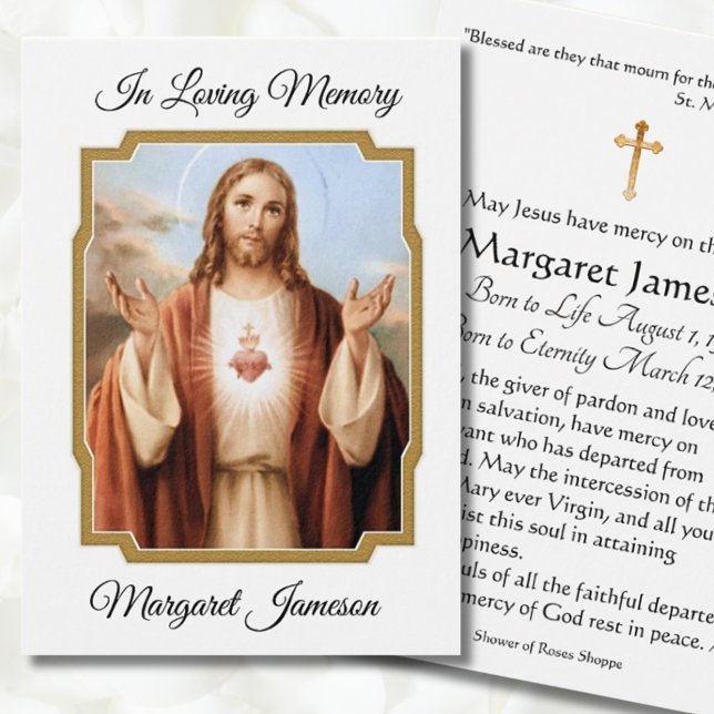 Jesús Corazón Católico Funeral Memorial Tarjeta Sa (Subido por el creador)