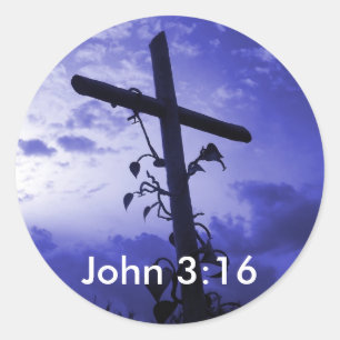 Jesús Cruz de Calvario Juan 3:16 Pegatina