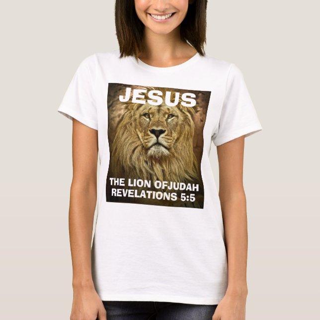 JESÚS EL LEÓN DE JUDAH, camisetas cristianas (Anverso)