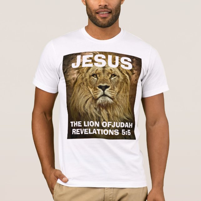 JESÚS EL LEÓN DE JUDAH, camisetas cristianas (Anverso)