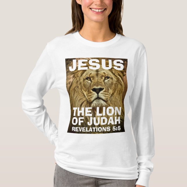 JESÚS EL LEÓN DE JUDAH, camisetas cristianas (Anverso)
