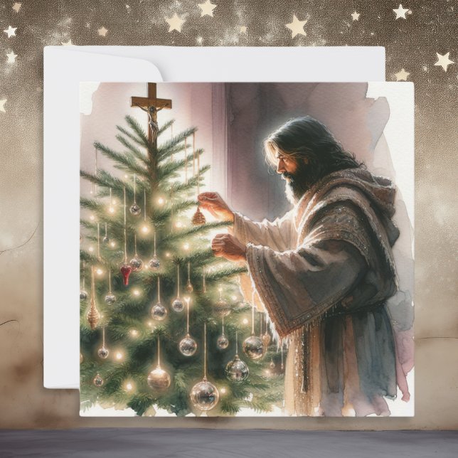 Jesús el Mesías decorando el árbol de Navidad (Subido por el creador)