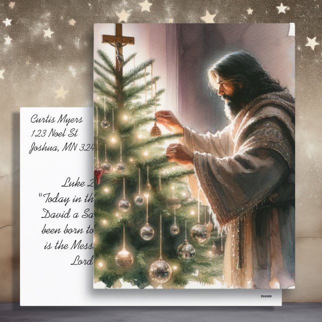 Jesús el Mesías decorando el árbol de Navidad (Subido por el creador)