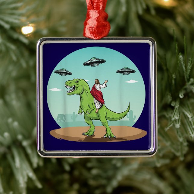 Jesús en el ornamento navideño de los OVNI de Dino (Árbol)