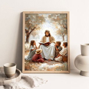 Jesús Enseñando a los Niños, Arte Cristiano Digita