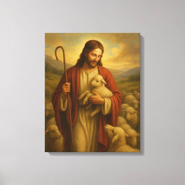 Jesús es el lienzo de arte de pared de Shephard #3 (Anverso)