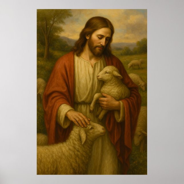 Jesús es el Poster de arte de la pared de Shephard (Frente)