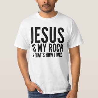 JESÚS ES MI ROCA Y ÉSA ES CÓMO RUEDO LA CAMISETA