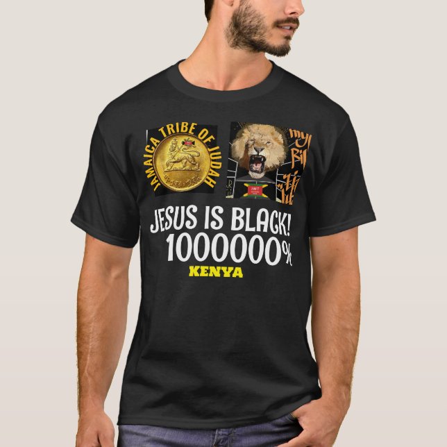 JESUS ES UNA Camiseta BLACK KENYA Oscura Básica (Anverso)