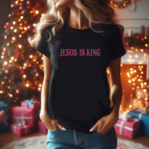 Jesús es una camiseta rosa y negra del rey
