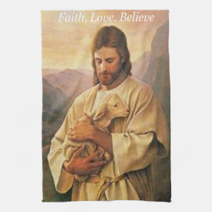 Jesus Faith, Love, Believe, toalla de mano de coci