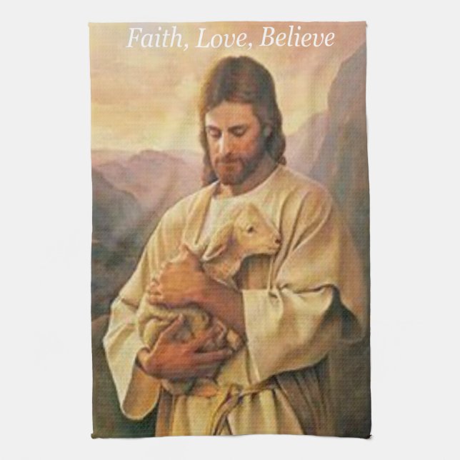 Jesus Faith, Love, Believe, toalla de mano de coci (Vertical)