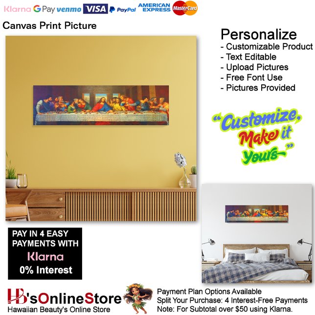 Jesús La Última Imagen De Impresión De Lienzo De C (Jesus The Last Supper Twelve Apostles Canvas Print Picture.)