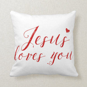 Jesús le ama almohada del logotipo