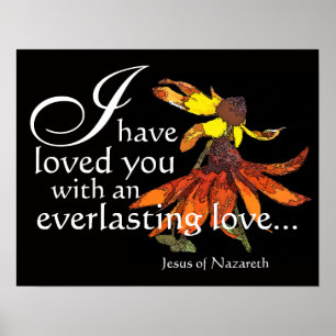 Jesús le ama poster del arte de Coneflower