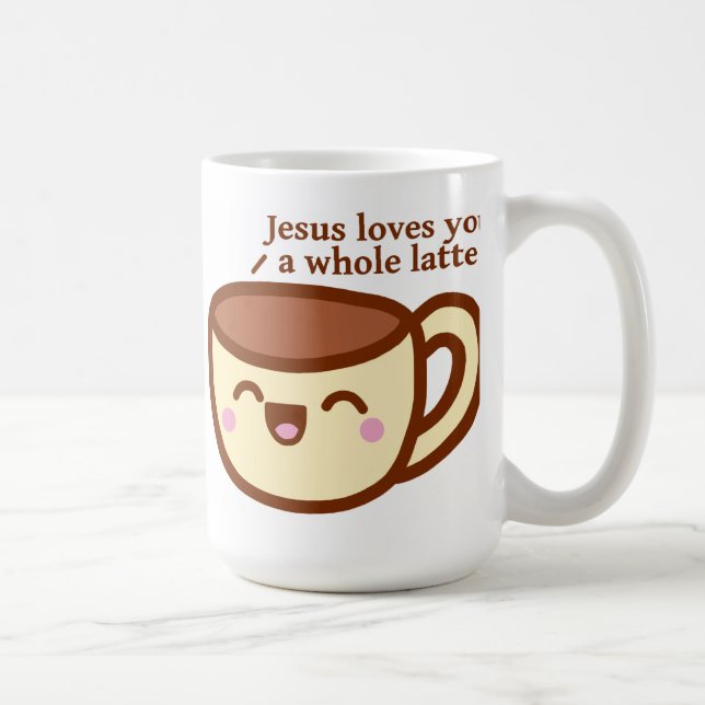 Jesús le ama una taza entera de Latte (Derecha)