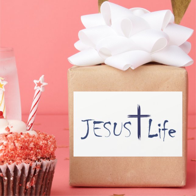 JESUS Life Blue Text Pegatinas 20 por hoja (Fiesta)