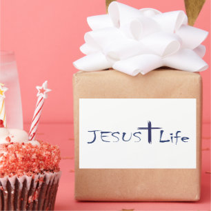 JESUS Life Blue Text Pegatinas 20 por hoja