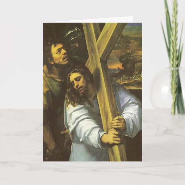 Jesús lleva una tarjeta de saludo cruzado (Anverso)