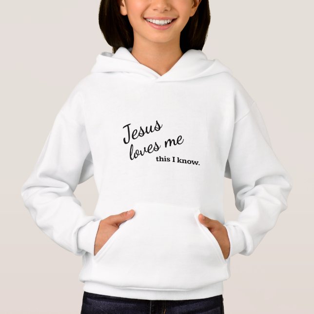 Jesús Me Ama Chica Hoodie - Texto negro (Anverso)