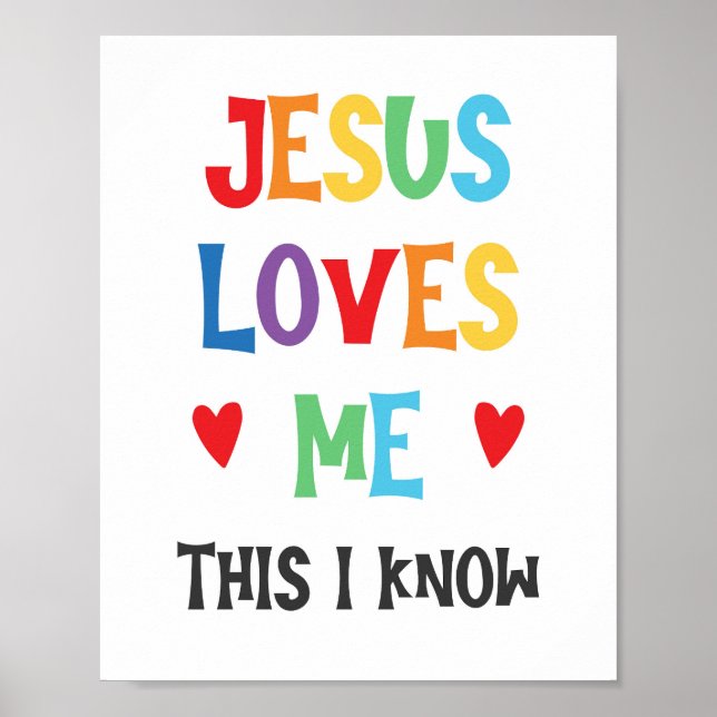 Jesús Me Ama Esto Conozco Niños Posters Cristianos (Frente)
